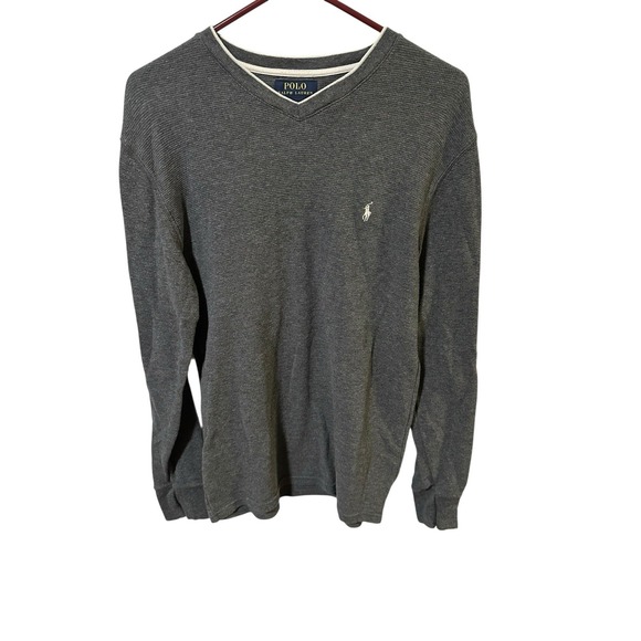 Ralph Lauren Polo Size‎ Medium Men Waffle Weave Long Sleeve Shirt Top Gray - Picture 1 of 6